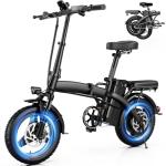 Electric Bike for Adults 500W Peak Motor, 14" Folding Ebike Max 23MPH, Electric Bicycle with 48V12AH Removable Battery, 35Mile PAS Range, Multi-Shock Absorption,UL 2849,Commuting Mini E Bikes