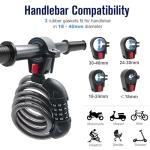 NDakter Bike Lock, 4FT Electric Scooter Combination Cable Lock with Mounting Bracket,Ideal Anti Theft Bicycle Locks for Mountain Bike, Road Bike, Electric Bicycle(12mm)