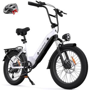 isinwheel U8 Electric Bike for Adults,1000W Peak Motor Ebike,Max 20/28MPH 75-105Miles Range Electric Bicycle,48V 13AH/18AH Battery Commuting 20" Step Thru Fat Tire Ebikes for Adults,7 Speed Gearing