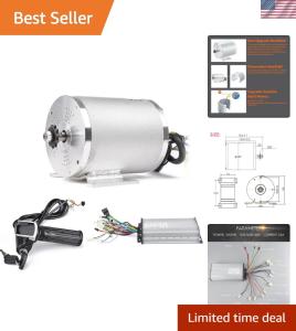 Electric Brushless DC Motor Complete Kit, 48V 2000W 4300RPM High Speed Motor, With 33A 15 Mosfet Controller, Battery Display LCD Throttle, Electric Scooter Bicycle Motorcycle Mid Drive Motor, DIY Part