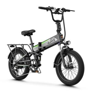 Aipas F3 Electric Bike for Adults with 1500W Motor Peak, 48V 12.8Ah Removable Battery Max 62 Miles 28MPH,20" x 3.0 Fat Tire Folding Electric Bike with 7-Speed and Full Suspension.