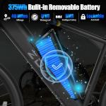 ZDZA Electric Bike, 1000W Peak Motor, 26” Electric Mountain Bike, 375Wh Removable Battery, 40 Miles Range & 20 Mph Step-Over Ebike for Adults, Electric Bicycle for Commute, 7 Speed (Black)