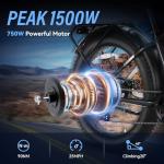 Wooken Electric Bike 26" x 4.0 Fat Tire Electric Bike,Peak 1500W Motor EBike for Adults with 48V 720WH Removable Battery, Up to 60Miles Ebikes,7 Speed,SGS Certified to UL2849