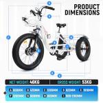 ECOTRIC Electric Tricycle for Adults,750W 48V 22.4AH Removable Battery,Fat Tire 7 Speeds Adult Electric Tricycle with Basket （White）