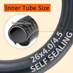 2-PCS 26" Self Sealing E-Bike Tubes 26 x 4.0 26x4.50 AV32mm Schrader Valve Super Automatic Repair, Self-Sealing, Puncture Resistant Compatible with 26x4.0/4.5 Bike Bicycle Tire Tubes
