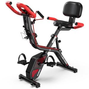 Pooboo 4-in-1 Folding Exercise Bike with Resistance