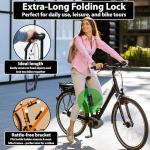 KOHLBURG Folding Bike Lock [43”] Bolt Cutter Proof with 4-Digit Combination Code & Bracket - Long Foldable Bike Lock of Heavy Duty Anti Theft Security Level for Bicycle e-Bike MTB & Scooter