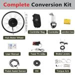 27.5Inch Electric Bicycle Conversion Kit, 72V 2000W E-Bike Rear Wheel Hub Motor with Mutifunction LCD Display & Pedal Assistant Sensor, 60N.M 7-Speed Flywheel E-Bike Conversion Set US Stock