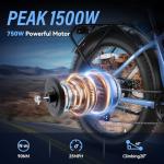 Wooken Gale Electric Bike for Adults, 26" x 4.0 Fat Tire Electric Bike,Peak 1500W Motor Ebike with 48V 720WH Removable Battery,20MPH Ebikes Up to 60Miles,7 Speed,SGS Certified to UL2849