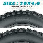 BALINGE 2 Pack Fat Tire for Ebike Mountain Bike Heavy Duty High-Performance Wear-Resistant E-Bike Mountain Snow Bike Tire 20" x 4"，Black，2 Tires 2 Tubes 2levers