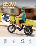 MOONCOOL Electric Tricycle for Adults, 20" x 4" Fat Tire Electric Trike, 48V 500W Motorized Electric Bicycle Bikes, 3 Wheels 7 Speed Ebike with Removable Battery, Aluminum Frame & Large Basket