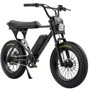 MACFOX X1S 2025 Ebikes for Adults, 750W Electric Bike Wheelie 25 MPH Max Speed, 38 Miles Range(PAS1), 20"x4" Fat Tires, City/School Commuting Electric Bike (UL2849, Class-3) (Black - Standard)