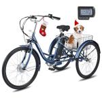 Viribus Electric Tricycle for Adults, 24 inch Electric Trike 250W(Peak 500W) with 468Wh Removable Battery, Lock, Motorized Adult Tricycle, 3 Wheel Electric Bike for Seniors, E Trikes 330 lb. Blue