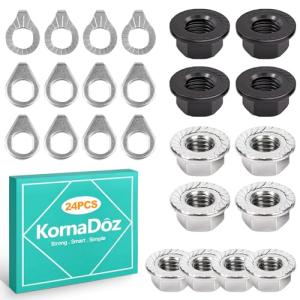 KornaDoz 24PCS M8/M9.5/M10 Bike Axle Nut & Washer Kit - Steel Replacement Parts for Mountain & Road Bikes, Front/Rear Wheel Upgrades with Anti-Slip Design