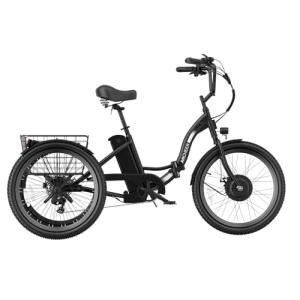 ANCHEER Electric Tricycle for Adults, Peak 600W Electric Trike, 24" 499Wh Folding 3 Wheel Ebike for Adults & Seniors, 15.5MPH & 55Miles Electric Bike, Rear Differential, Rear Basket (Black Tricycle)