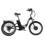ANCHEER Electric Tricycle for Adults, Peak 600W Electric Trike, 24" 499Wh Folding 3 Wheel Ebike for Adults & Seniors, 15.5MPH & 55Miles Electric Bike, Rear Differential, Rear Basket (Black Tricycle)