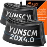 YUNSCM 2-PCS 20x4 Heavy Duty Fat Tire Tubes Schrader Valve Premium Butyl Rubber 20 Bike Tubes Compatible with 20x3.5/4.0 89/102-406 E-Bike/Mountain Bike/Street Bike Bicycle Tire Tubes