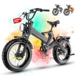 1000W(Peak 2000W)Folding Electric Bike for Adults,35MPH 100Mile,48V 25Ah Removable Battery,20" x 4.0 Fat Tire Foldable Electric Bicycle,8-Speed Electric Mountain E-Bike,Commuter Ebikes All Terrain
