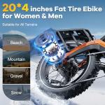 1000W(Peak 2000W)Folding Electric Bike for Adults,35MPH 100Mile,48V 25Ah Removable Battery,20" x 4.0 Fat Tire Foldable Electric Bicycle,8-Speed Electric Mountain E-Bike,Commuter Ebikes All Terrain