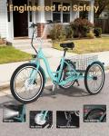 H&ZT 350W Electric Tricycle, 7-Speed E-Trike with 36V 10Ah Lithium Battery, UL Certified, 15MPH, 24"/26" 3-Wheel E-Bike for Adults with Rear Basket