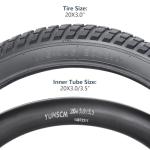 2 PCS 20" E-Bike Fat Tires 20 x 3.0 (76-406) and 2 PCS Heavy Duty Bike Tubes 20x3.0/3.5 AV32mm Schrader Valve Compatible with 20x3 All-Terrain Directional Tread Bicycle Tires and Tubes (Y-1136)