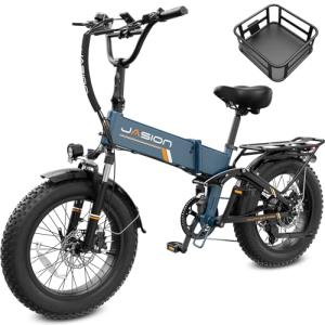 Jasion Hunter Pro Electric Bike for Adults,1800W Peak Motor 80 Miles,up to 28MPH,720WH Removable Battery Foldable Ebike,App Control & Full Suspension,20''*4.0 Fat Tire,Dual Hydraulic Brakes Bicycle