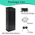 48V 20Ah 13Ah Ebike Battery 48volt Folding E-Bike Lithium Battery 250W 350W 500W 700W 900W 1000W Ebike Replacement Batteries for Folding Electric Bikes with 2A Fast Charger(48V 20Ah)