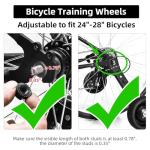 HUASION Adjustable Bicycle Training Wheels for Adults, Fit 24" to 28" Bikes, Steel Construction, Black, 1 Pair - Safe and Stable Learning Training Wheels