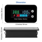 Waterproof Battery Monitor with Bracket - Black