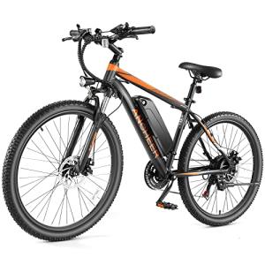 ANCHEER Electric Bike for Adults, [Peak 750W Motor] Electric Mountain Bike, 26" Sunshine Commuter Ebike, 55 Miles 22MPH Electric Bicycle with 48V/374Wh Battery, LCD Display, 21Speed, Front Suspension