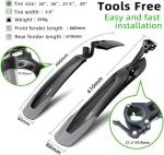RBRL Bike Fender Adjustable Bicycle Mudguard, Quick Release Universal 24-29 inch Bicycle Fenders, Bike fenders for Ebike/Mountain Bike, Against Splashing Water and Dirt