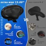 Noseless Bike Seat Cushion for Men & Women - Extra Padding & Comfort Wide Bicycle Seat, Oversized Comfortable Saddle for Peloton Bikes, Exercise Bikes, Electric Bikes, Cruiser Bikes