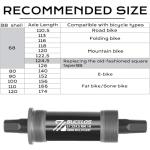 BUCKLOS Bike Square Taper Bottom Bracket - 68/80/90/100/110/120x110.5 113 116 118 122.5 127 140 152 156 166 174mm Bicycle BSA Brackets for Mountain/MTB/Road/Fat Bike/Ebike