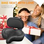 Bike Seat with Backrest, Oversized Bicycle Seat with Back, Men Women Comfort Bike Saddle, Extra Wide Comfortable Electric Tricycle Exercise Cruiser Stationary Bike Seat with Back