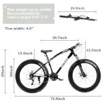 Omelaza 26 Inch Fat Tire Mountain Bike with Dual Disc Brakes | High-Aluminum/Carbon | 7 Speed | Non-Slip Wide Tires | for Men and Women