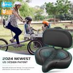 Bike Seat with Backrest, Oversized Bicycle Seat with Back, Men Women Comfort Bike Saddle, Extra Wide Comfortable Electric Tricycle Exercise Cruiser Stationary Bike Seat with Back