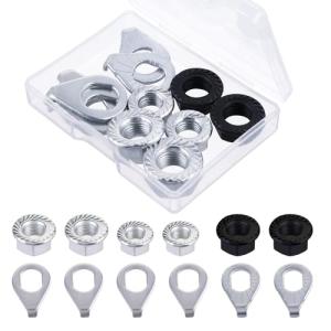 12Pcs Bike Axle Nut and Safety Washer Kit, Bike Nuts for Wheels, Mountain Bike Accessories, 3 Size M8/M9.5/M10 Bike Wheel Nut for Most Mountain Bike Front and Rear Wheel Axle