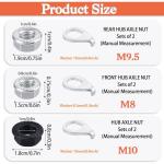 12Pcs Bike Axle Nut and Safety Washer Kit, Bike Nuts for Wheels, Mountain Bike Accessories, 3 Size M8/M9.5/M10 Bike Wheel Nut for Most Mountain Bike Front and Rear Wheel Axle