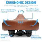 CDYWD Wide Bike Seat for Men Women Comfort, Large Soft Padded Bicycle Seat Cushion, Oversized Comfortable Replacement Saddle for Beach Cruiser, City Bike, MTB, Ebike, Scooter, Stationary Exercise Bike