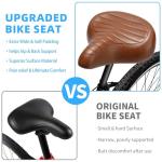 CDYWD Wide Bike Seat for Men Women Comfort, Large Soft Padded Bicycle Seat Cushion, Oversized Comfortable Replacement Saddle for Beach Cruiser, City Bike, MTB, Ebike, Scooter, Stationary Exercise Bike