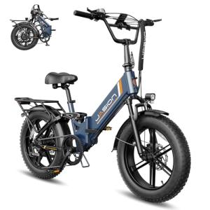 Jasion X-Hunter ST Foldable Electric Bike, 20" Fat Tire, 71Miles & 30+MPH Ebike, 1400W Peak Motor, 624WH Removable Battery, Full Suspension E-Bike for Adult, Step-Thru & Hydraulic Disc Brakes Bicycles