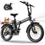 Foldable Electric Bike, Peak 983W Motor Ebike, 55-70 Miles & 20 MPH, 48V Removable Battery, 20" Fat Tire All-Terrain Electric Bicycle for Adults Teens with Shimano 7-Speed, Suspension, Rear Rack