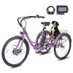 VIRIBUS Electric Trike for Adults, 26 in. Electric Tricycle Adult Women 7 Speed 350W with 468Wh Battery, 3 Wheel Electric Bikes for Senior, Motorized Adult Tricycle for Female, 330 lb. E Trike Purple