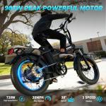 Foldable Electric Bike, Peak 983W Motor Ebike, 55-70 Miles & 20 MPH, 48V Removable Battery, 20" Fat Tire All-Terrain Electric Bicycle for Adults Teens with Shimano 7-Speed, Suspension, Rear Rack