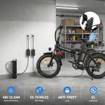 Foldable Electric Bike, Peak 983W Motor Ebike, 55-70 Miles & 20 MPH, 48V Removable Battery, 20" Fat Tire All-Terrain Electric Bicycle for Adults Teens with Shimano 7-Speed, Suspension, Rear Rack