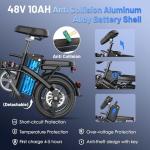 Foldable Electric Bike for Adults and Teens with 500W Peak Motor, 14" Folding E Bike with 48V Removable Battery UL 2849 Certified, Electric Bicycle with 30 Miles PAS Range, 20MPH Commuter Mini E-Bike