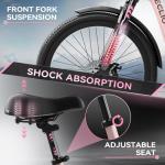 DDC SPORT Electric Bike for Adults, Peak 700W Motor 20MPH, 374.4WH Removable Battery 45Miles, 24'' Step Through City Cruiser Ebike for Commuter, E-Bike with 7-Speed, Front Basket (Pink)