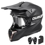OUMURS Adult ATV Dirt Bike Helmet with Gloves & Mask Adjustable Sun Visor Motorcycle Adult Helmet Off-Road Motocross Downhill MX for Unisex-Adult - 806 Matte Black, L