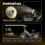 Jasion X-Hunter ST Foldable Electric Bike, 20" Fat Tire, 71Miles & 30+MPH Ebike, 1400W Peak Motor, 624WH Removable Battery, Full Suspension E-Bike for Adult, Step-Thru & Hydraulic Disc Brakes Bicycles