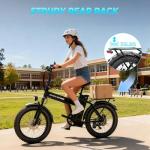 Foldable Electric Bike, Peak 983W Motor Ebike, 55-70 Miles & 20 MPH, 48V Removable Battery, 20" Fat Tire All-Terrain Electric Bicycle for Adults Teens with Shimano 7-Speed, Suspension, Rear Rack